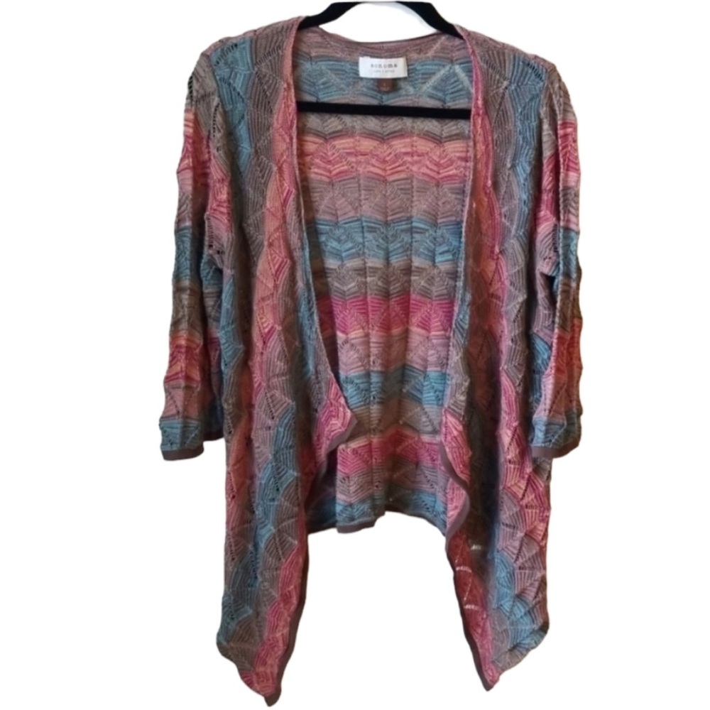 Sonoma Multicolor Women's Cardigan, 3/4 Sleeve, Delicate, Size L